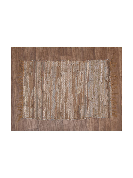 Viopros Χαλί Τζακιού Ορθογώνιο Δερμάτινο Μπεζ 60x90cm