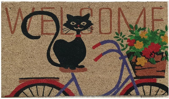 Etoile Coconut Tree Doormat with Cat on Bicycle 40x60cm E-pod-009-85