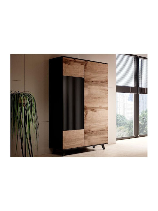 Double Door Wardrobe Houston E110 Black, Wotan Oak 90x55x182cm