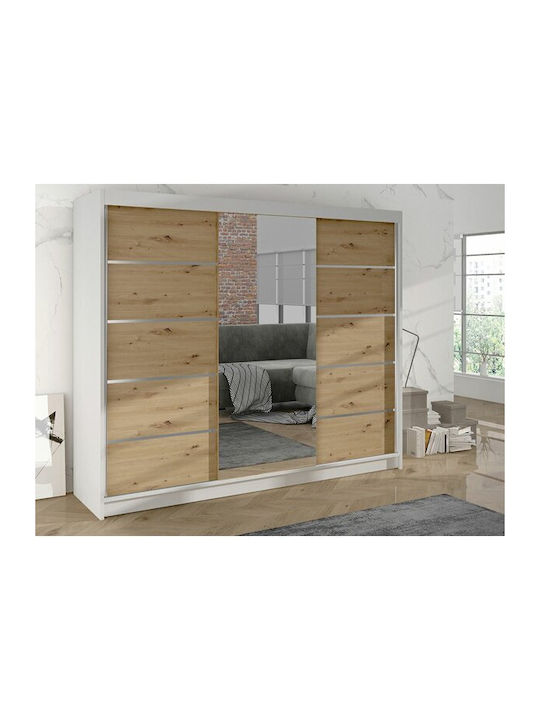Triple Door Wardrobe Sliding Atlanta 162 with M...