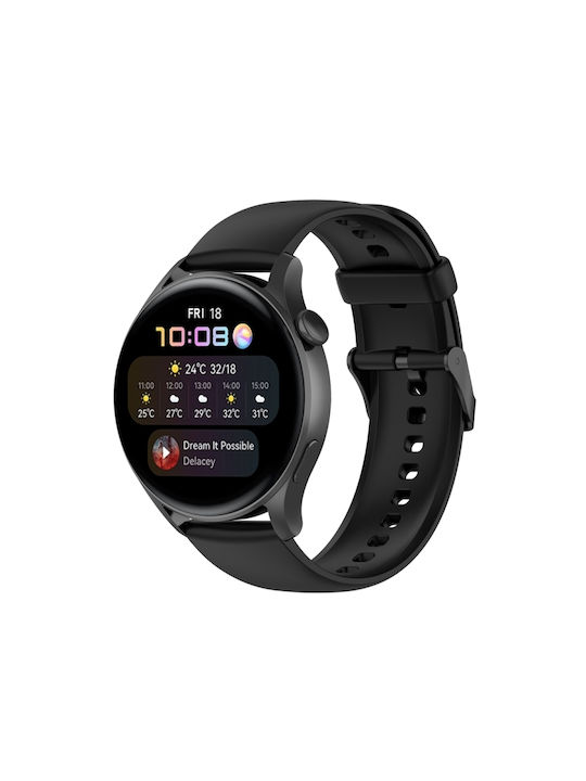 Huawei Watch 4 Watch 4 Pro Μονόχρωμο Λουράκι Ρολογιού Μαύρη Πόρπη Ανοξείδωτο Ατσάλι Σιλικόνη Μαύρο