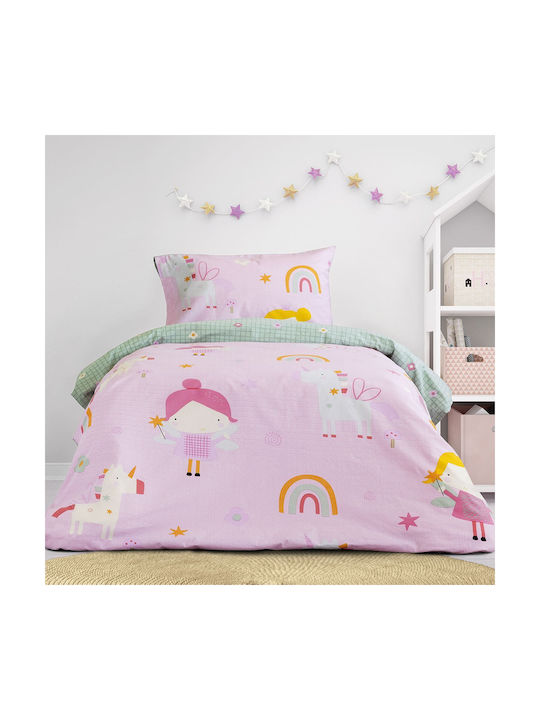 Kocoon Fairy Cherry Σετ Παιδική Παπλωματοθήκη Μονή με Μαξιλαροθήκη Βαμβακερή Cherry 165x245εκ.