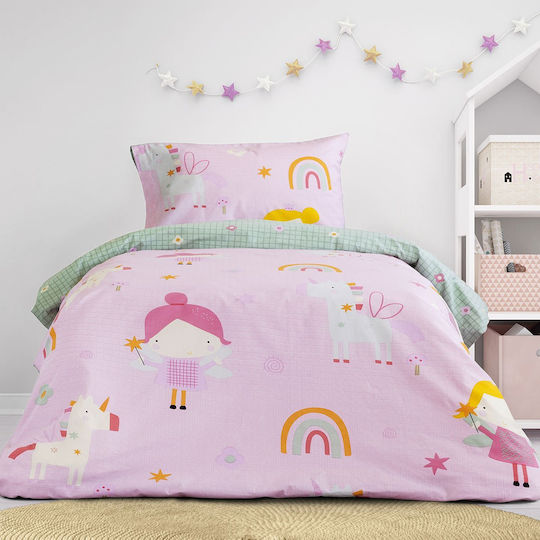 Kocoon Fairy Cherry Σετ Παιδική Παπλωματοθήκη Μονή με Μαξιλαροθήκη Βαμβακερή Cherry 165x245εκ.