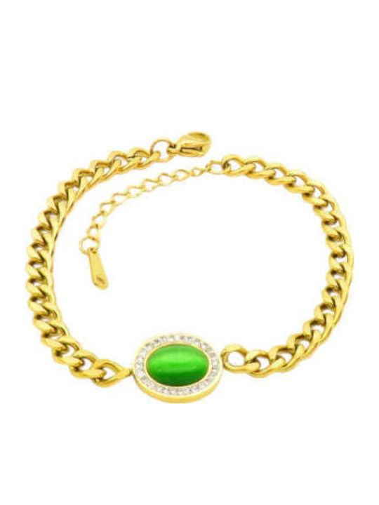 Bizou-Shop Women's Bracelet Chain made of Steel Gold Plated with Zircon