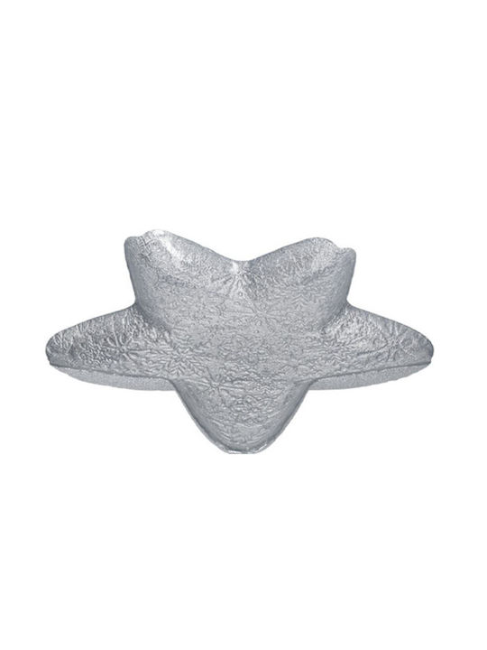 Glass Star Plate White ∅30xh4cm