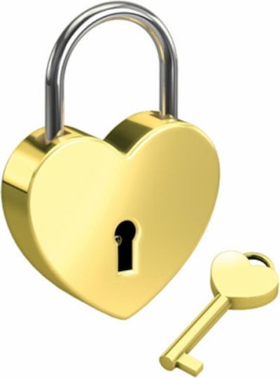 Basi Love Heart Lock Gold Λουκέτο Αγάπης Σχήμα Καρδιάς Χρυσό