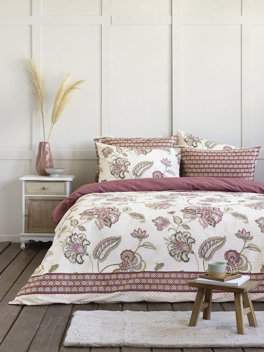 Nima Sheet Sets Queen 240x260cm. Carmen Ecru|beige|burgundy 4pcs