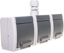 Elektro-plast Aquant Triple Socket U 3x2p+ Ip65 1243-65 Elektro-plast Aquant Triple Socket U 3x2p+ Ip65 1243-65