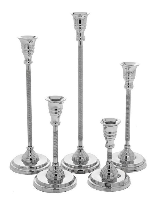 Iliadis Kerzenhalter-Set Metall in Silber Farbe 14x32cm 5Stück