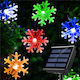 Instalație Solară 50 Fulgi de Nea Led Cristal Alb Galben Multicolor Lumină 7m Lungime