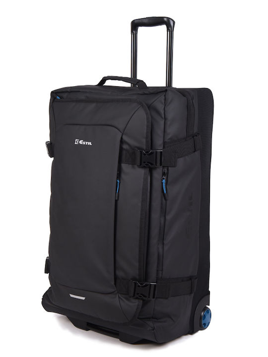Estil Großer Stoff-Reisekoffer Schwarz mit 2 Rädern Höhe 73cm