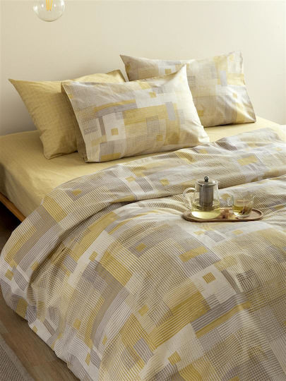 Palamaiki Duvet Cover Set Cotton Queen with 2 Pillowcases 240x250 Fashion Life Fl6251 Yellow