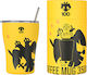 Estia Coffee Mug Save The Aegean Glas Thermosflasche Rostfreier Stahl BPA Frei 350ml Aek bc mit Stroh