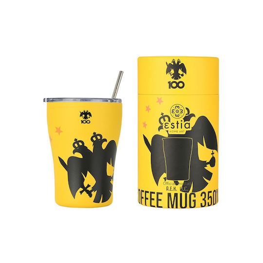 Estia Coffee Mug Save The Aegean Recyclable Glass Thermos Stainless Steel BPA Free 350ml AEK BC Edition with Straw
