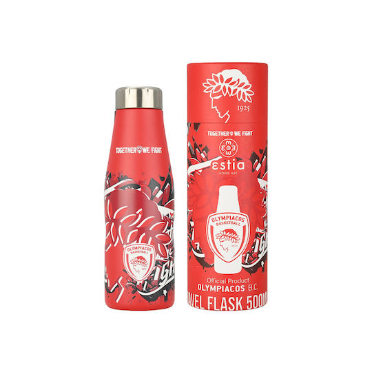 Estia Travel Flask Save the Aegean Ανακυκλώσιμο Μπουκάλι Θερμός Ανοξείδωτο BPA Free 500ml Olympiacos BC Edition Together We Fight