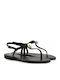 Leder Flache Sandalen für Damen in Schwarz Farbe