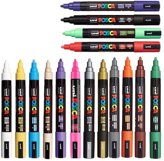 Posca Ανεξίτηλοι Μαρκαδόροι 2.5mm Σετ 16 χρώματα