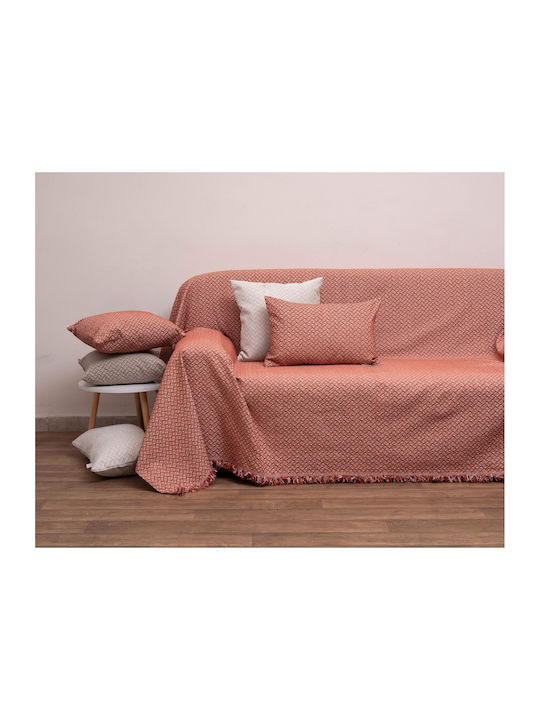 Viopros Three-Seater Sofa Throw Chenille 180x280cm Terra Cotta