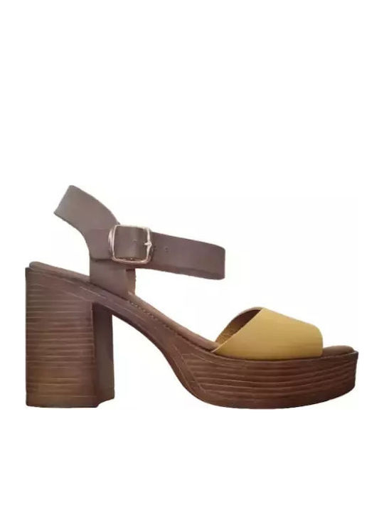 Laura Ferragni K35-011 Δέρμα Ταμπά Κίτρινο Laura Ferragni K35-011 Δέρμα Ταμπά Κίτρινο