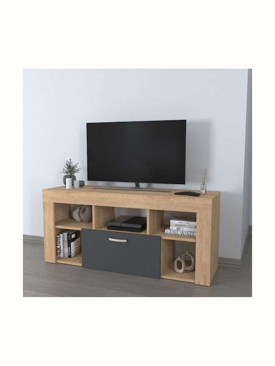Έπιπλο Τηλεόρασης Midili Sapphire Oak - Ανθρακί Μ135xΠ42xΥ60.7cm