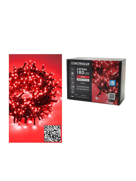 180 Lichterketten LED 9.2m. Rote in Zeichenfolge 1Stück