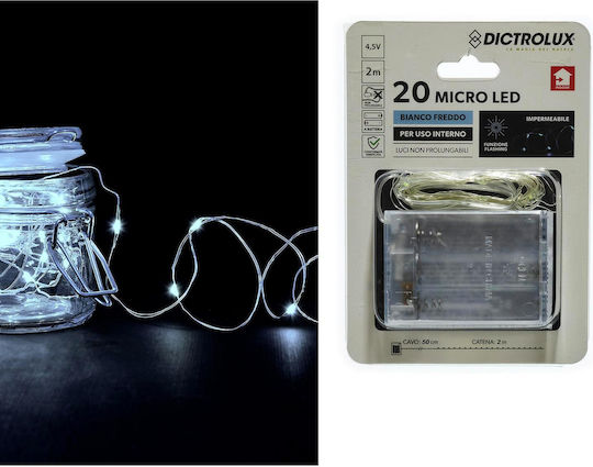 Lichterketten LED 2.5m. Kaltes Weiß Batterie in Zeichenfolge 1Stück