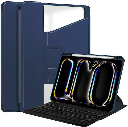 Case + Keyboard Samsung Galaxy Tab S9 Fe+ Plus Rotary 360° Leather Light Blue