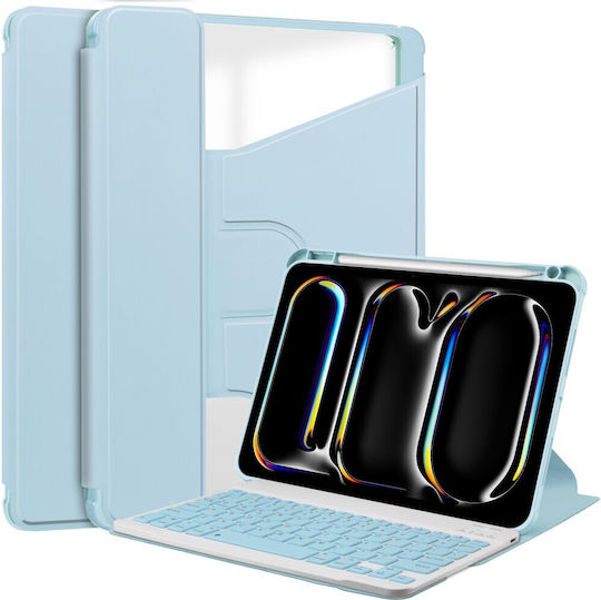 Case + Keyboard Samsung Galaxy Tab S9 Fe+ Plus Rotary 360° Leather Light Blue