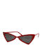 Looks Style Eyewear Дамски Слънчеви Очила с Червена Пластмасова Рамка и Сиви Стъкла