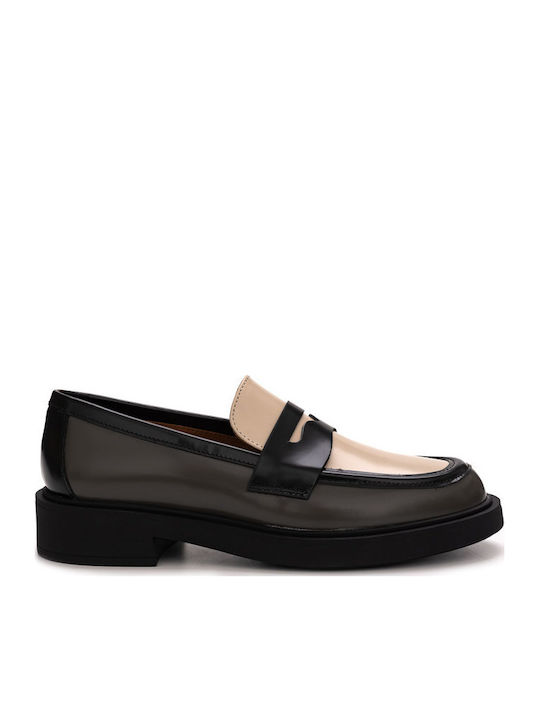 Δερμάτινα Γυναικεία Loafers σε Γκρι Χρώμα