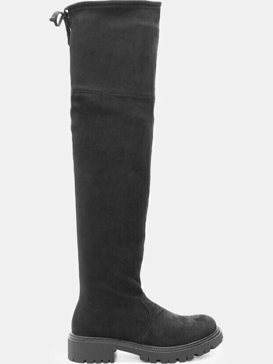 Luigi Damenstiefel Über dem Knie Schwarz