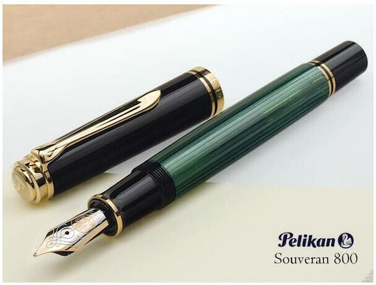 Pelikan Souveran M800 Stilou Fine Verde Cu Cerneală Roșie