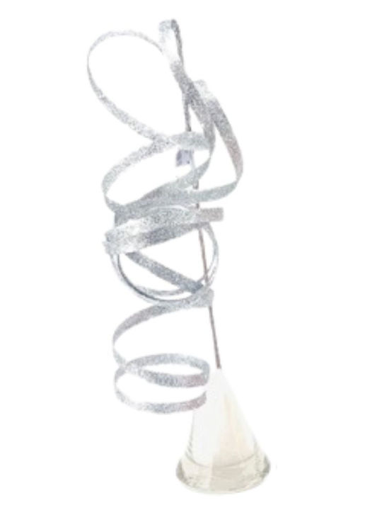 Decorative Spiral Ribbon Stick Glitter Silver 130cm 314.035.0028.01
