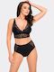 190 High-waisted Women's Slip with Lace Black