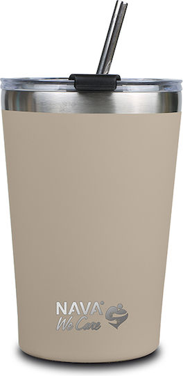 Nava We Care Pahar Termos Oțel inoxidabil 450ml Bej cu Pai