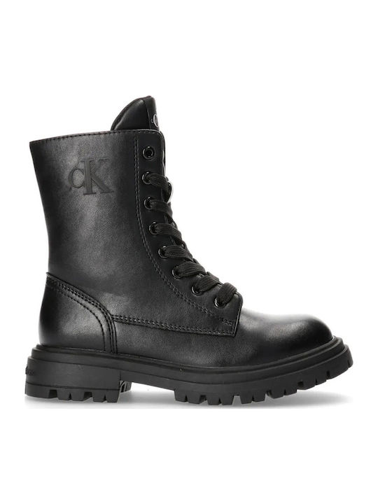 Kinderstiefel mit Schnürsenkeln Schwarz