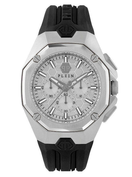 Philipp Plein Hyper Herrenuhr 45mm Chronograph Batterie mit Schwarz Kautschukarmband