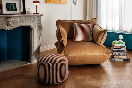 Puf Scaun Point Terry Cognac Creme 50x50x35cm