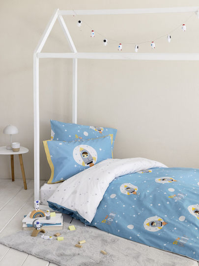 Nima Kids Duvet Single To The Moon Blue 160x240cm