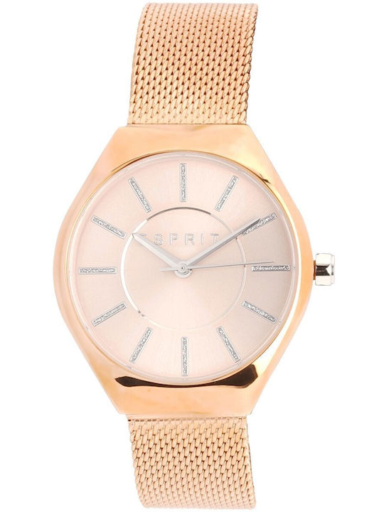 Esprit Maple Women's Watch Chronograph with Pink Gold Metal Bracelet
