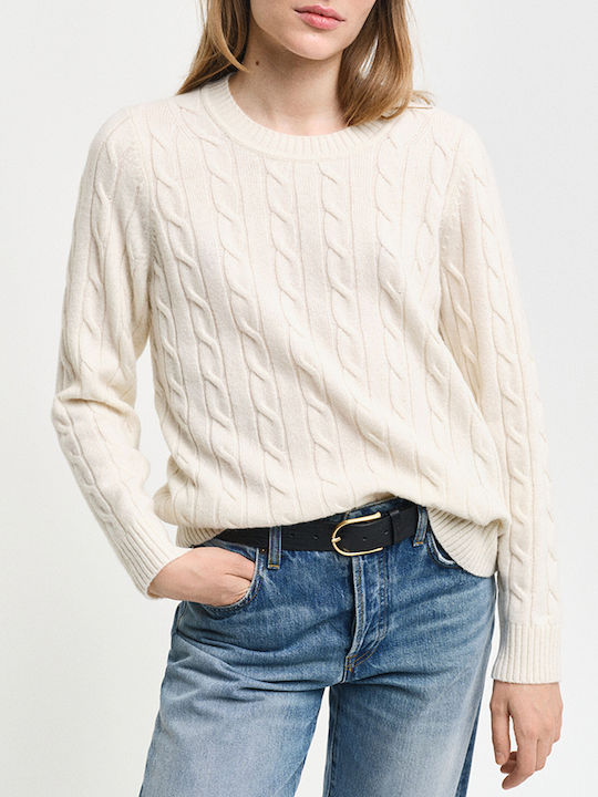 Women's Long Sleeve Sweater Woolen Ecru