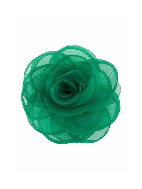 Pin Flower made of Fabric Green