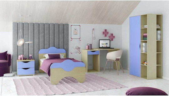 Set Mobilier Dormitor Copii Paz Stejar-Cer 90x200
