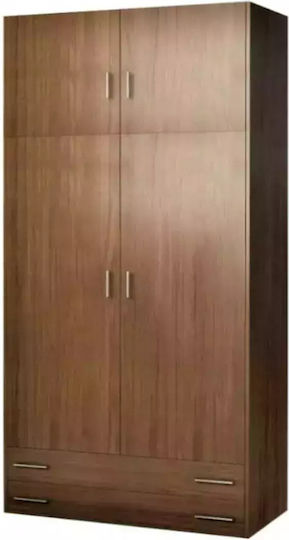 Δίφυλλη Ντουλάπα με 2 Συρτάρια Καφέ 105x50x240cm