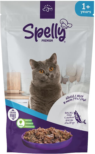 Spelly Nassfutter für Erwachsene Katzen in Beutel mit Fisch ohne Getreide 85gr