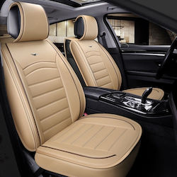 Set 2 Front Car Seat Covers Faux Leather Cream Set 2 Front Car Seat Covers Faux Leather Cream