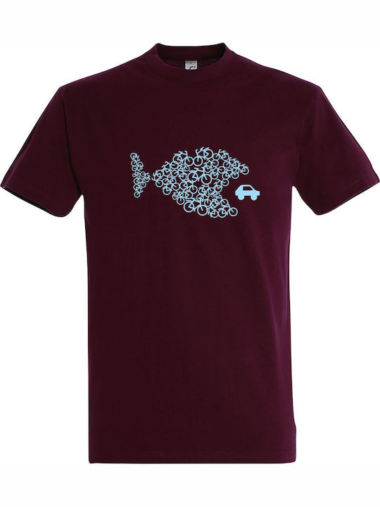 Bicycles Have The Power T-shirt Burgundisch Bau...