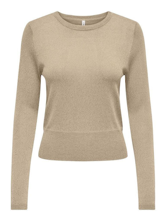 Only Mella Damen Langarm Kurz Pullover Gold