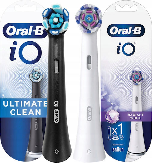 Oral-B iO Ultimate Clean Schwarz + iO Radiant Weiß Elektrische Zahnbürstenköpfe 2 Stück