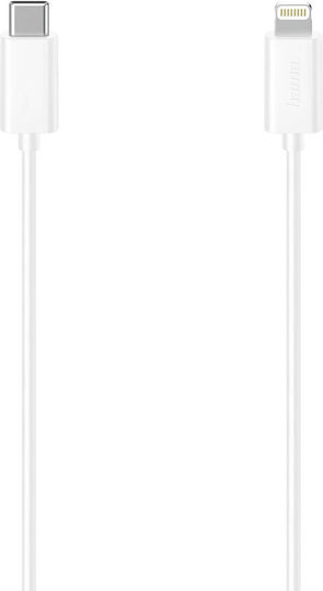 HAMA Cablu Flat USB-C La Lightning Alb 1.5m 00200645